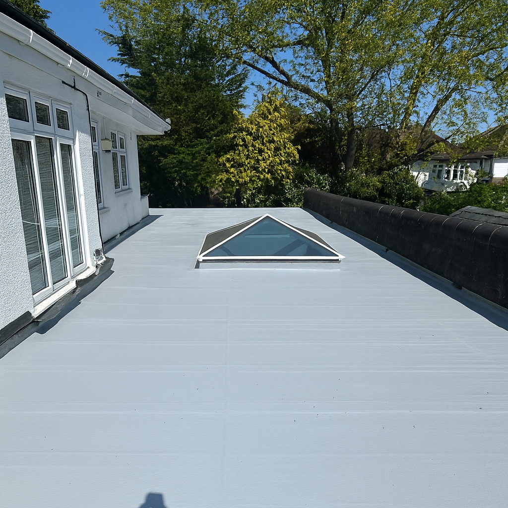 Completed GacoFlex S42 silicone flat roof waterproofing systee GacoFlex