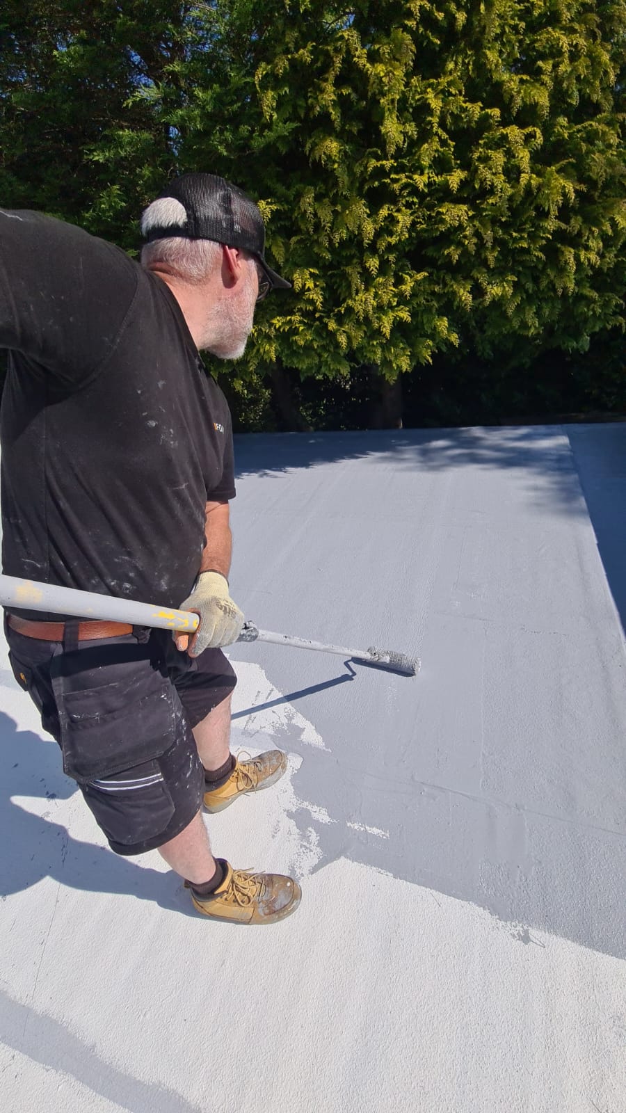Terrace flat roof in Bournemouth, England coated with GacoFlex silicone
