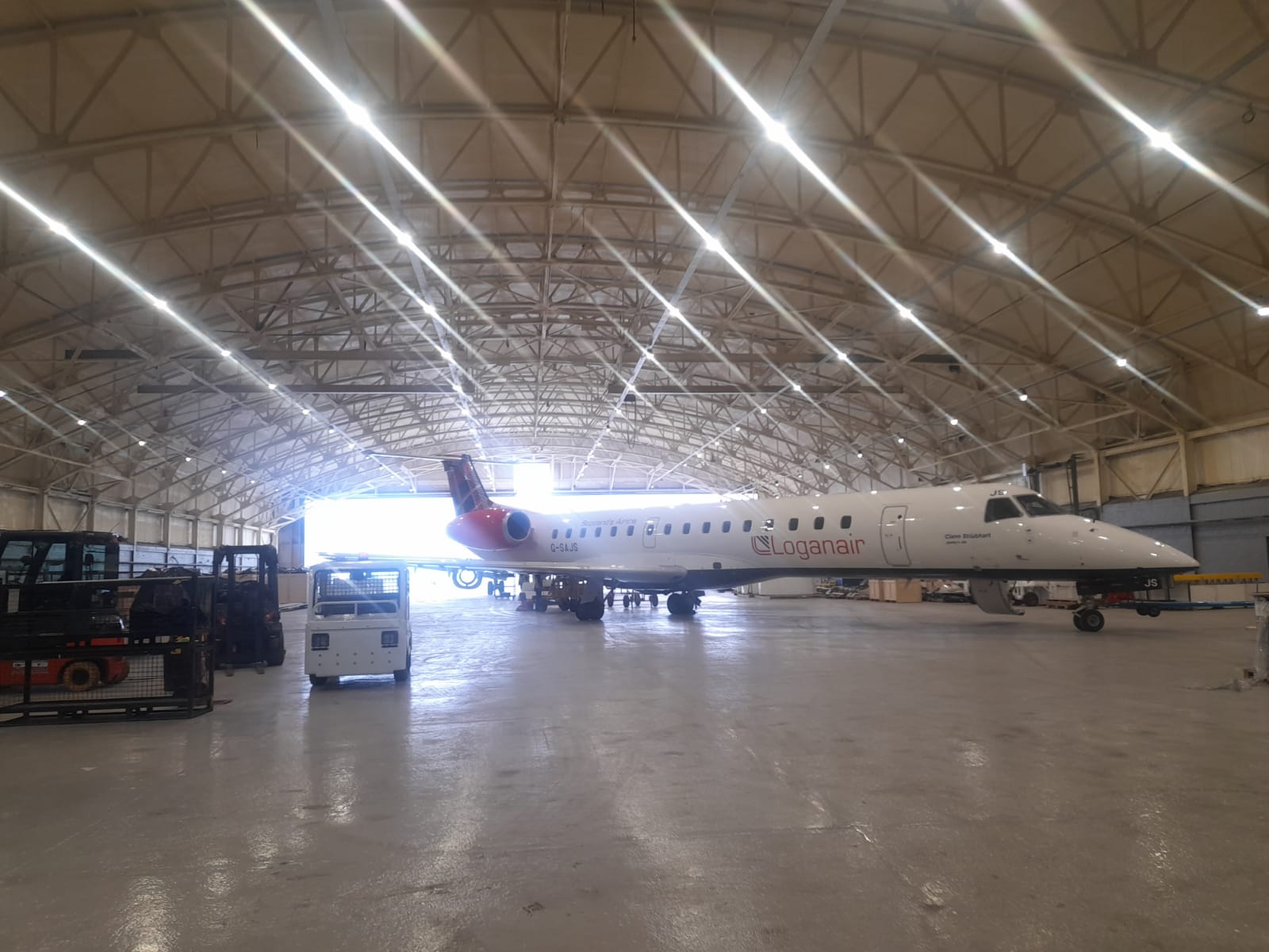 Aircraft hangar spray foam roof insulation project