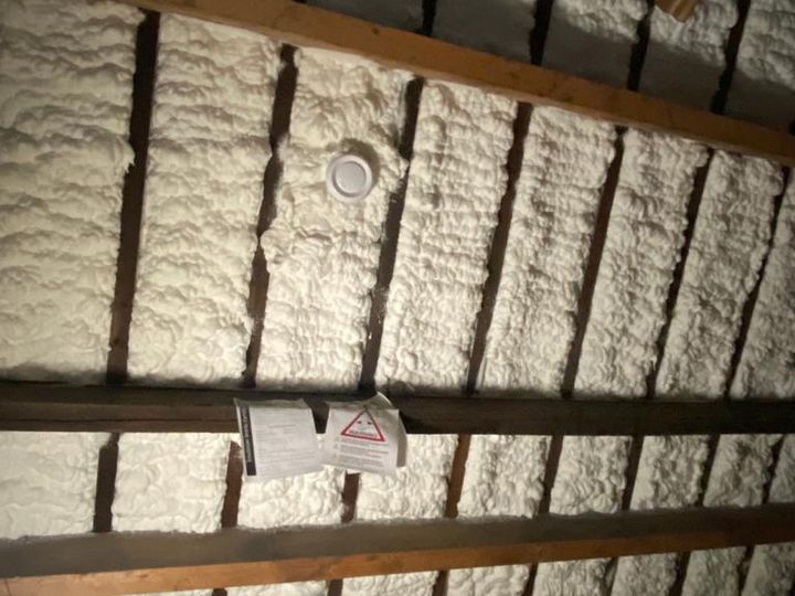 Pitched roofs and attics insulated with Purios spray foam