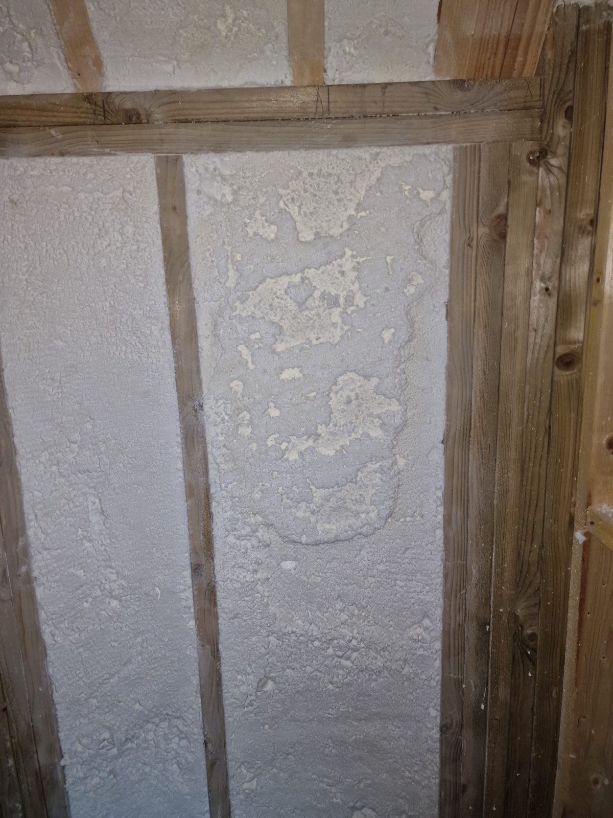 Purios F open-cell spray foam filling a timber stud bay