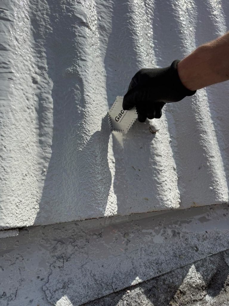 GacoFlex U91 base coat applied over the cured foam at SAICA, Warrenpoint.