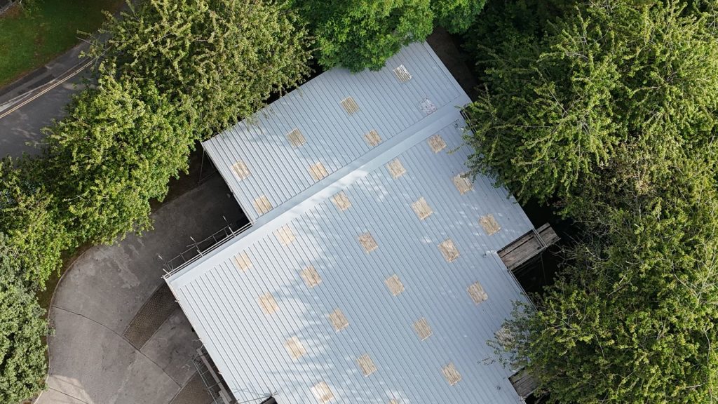 Falmouth, England: finished silicone-coated roofs at Tresidder Close (UK project).